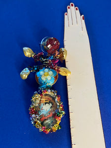 Boucles d'oreille avec image de Geisha oeuvre de Utamaro