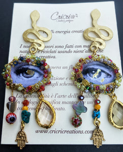 Golden Earrings with Woman's Eyes | Introspective