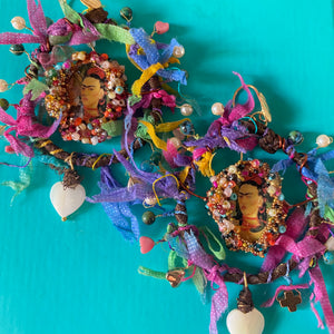 Earrings with portrait of Frida Kahlo