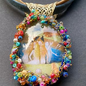 Necklace with pendent representing a detail of Hieronymus Bosch's masterpiece The Garden of Earthly Delights