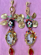 Long earrings Gustav Klimt Gold tear