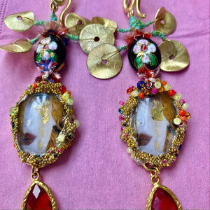 Long earrings Gustav Klimt Gold tear