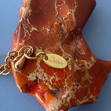 Load image into Gallery viewer, Sautoir with golden stainless chain Jasper and in Chalcedony stones
