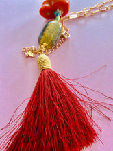 Load image into Gallery viewer, Sautoir in yellow Jasper and Coral Bamboo
