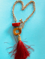 Copy of Sautoir with semi precious stones  Mocaite (art of Jasper) and Bamboo Coral