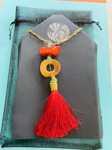 Copy of Sautoir with semi precious stones  Mocaite (art of Jasper) and Bamboo Coral