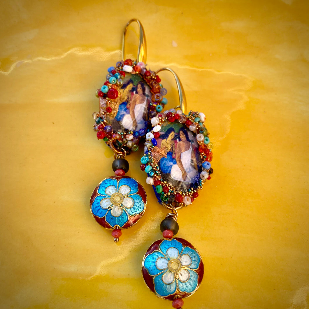 Earrings with art of Paul Gauguin  Arearea