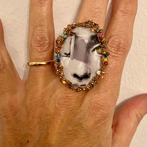 Copy of Copy of oval glass ring with feminine  face