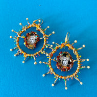 Multicolor earrings with  symbol of the sun