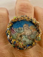 Ring with image of Middle Age Zodiac sign  - Leo July 23 and August 22