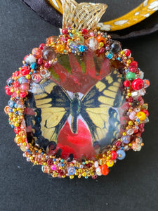 Copy of Necklace with pendent with  yellow butterfly