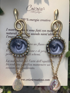 Earrings with Eyes, Snake and Pearl | Fertility, Truth, Knowledge